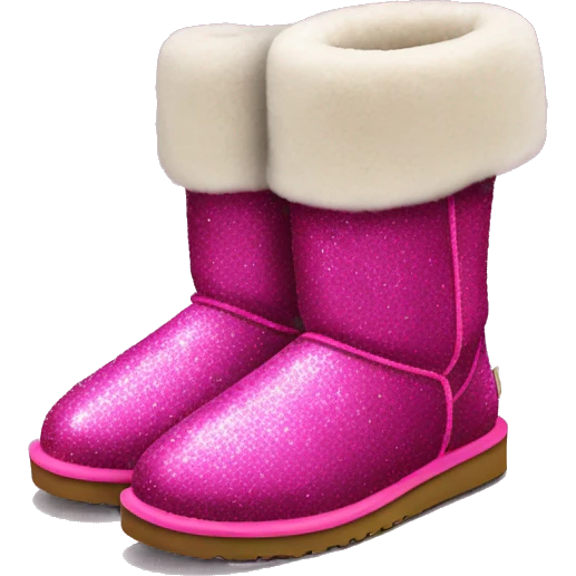 Realistic hot pink glitter and fur Ugg boots. emoji