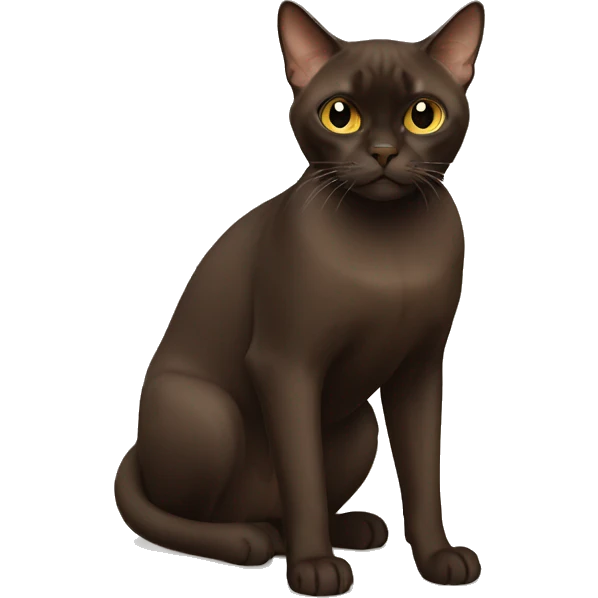 dark brown Burmese Cat Full Body emoji
