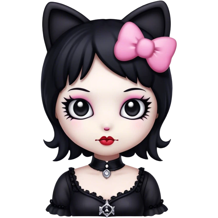 goth hello kitty lady emoji