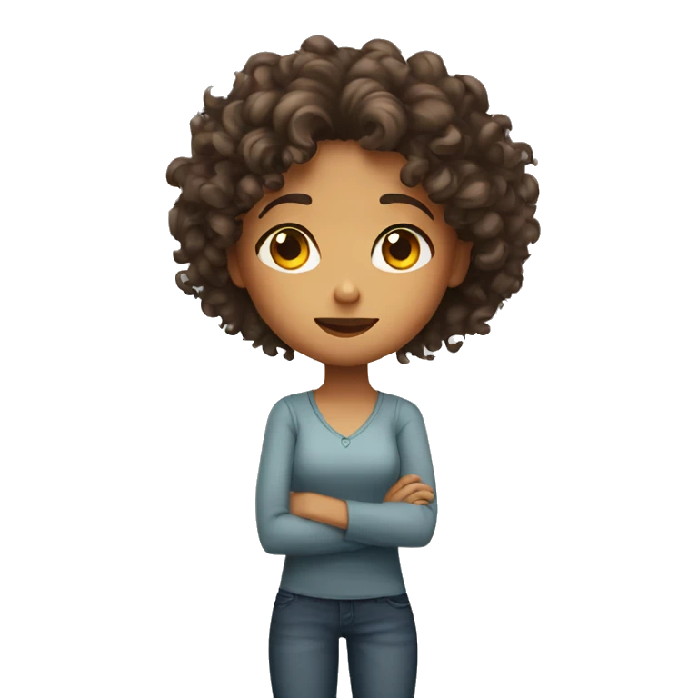 curly haired girl shrugging emoji