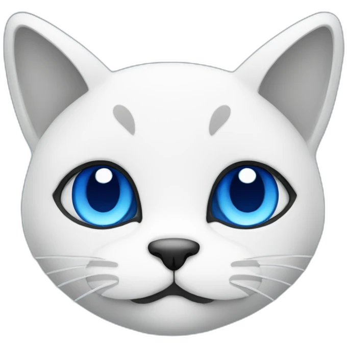 Blue simplistic sketch of a cute cat face emoji