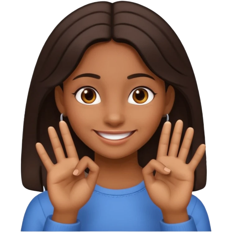 👂🏾🤏🏾 combined with a smile, girl emoji