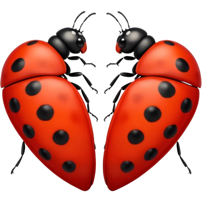 two ladybugs facing each other forming a heart emoji