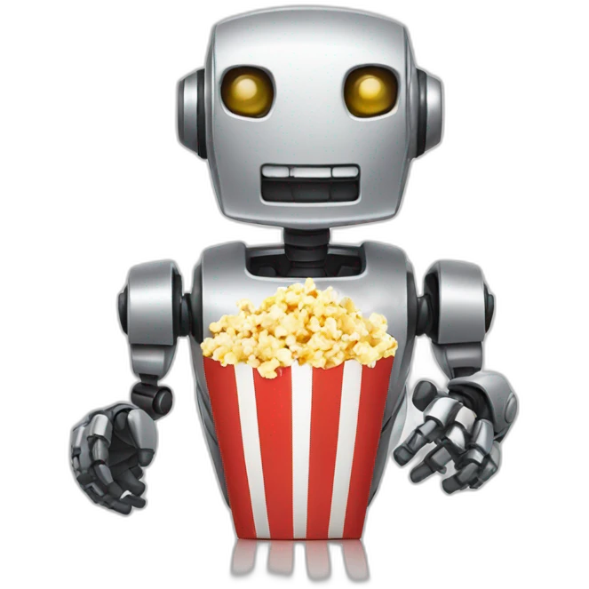 robot eating popcorn emoji
