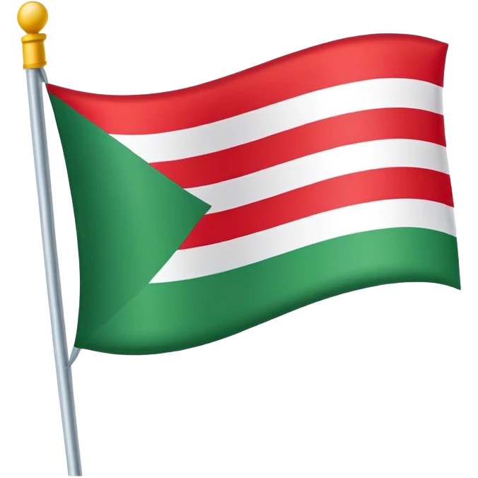 	“A flag with a red top, a wide white stripe in the middle, and a green bottom.”  emoji