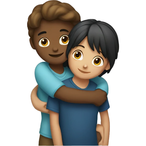 A girl hugging a boy emoji