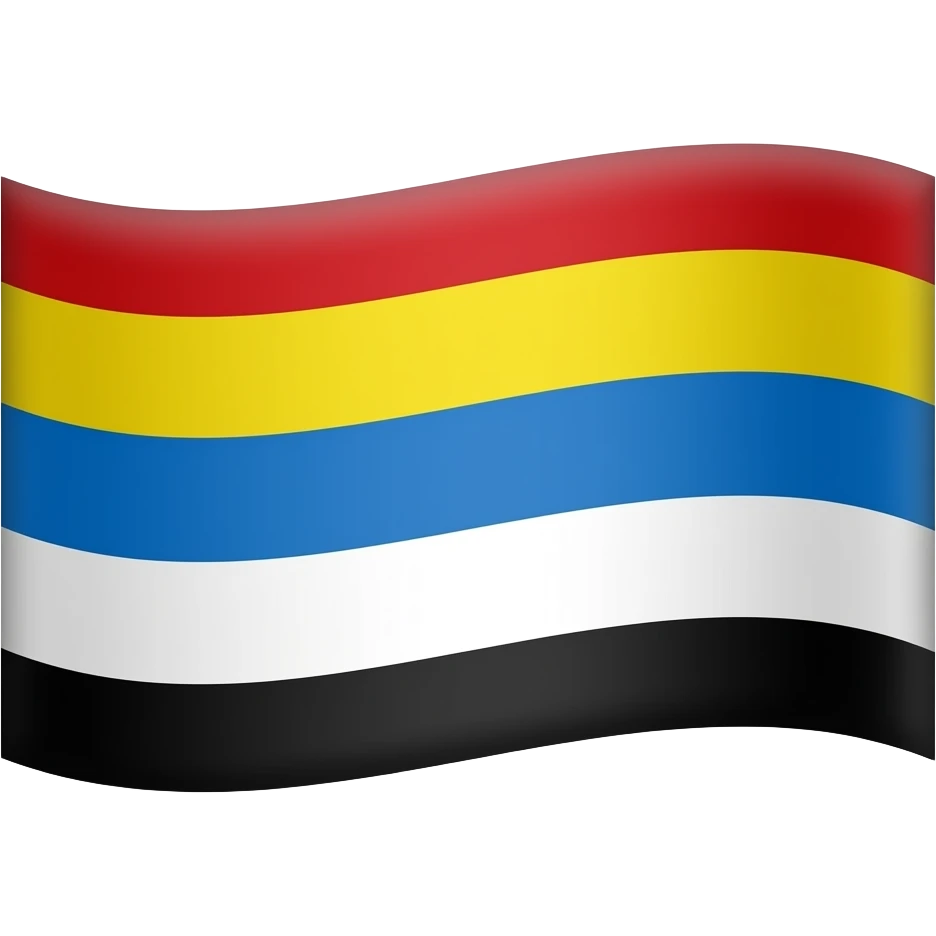 Flag with 5 portions most upper part red then yellow then blue then white then black emoji
