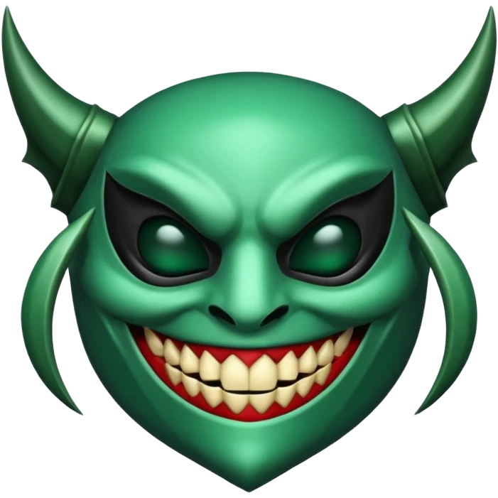 curved mask, poisonous, emerald, fang, smile emoji