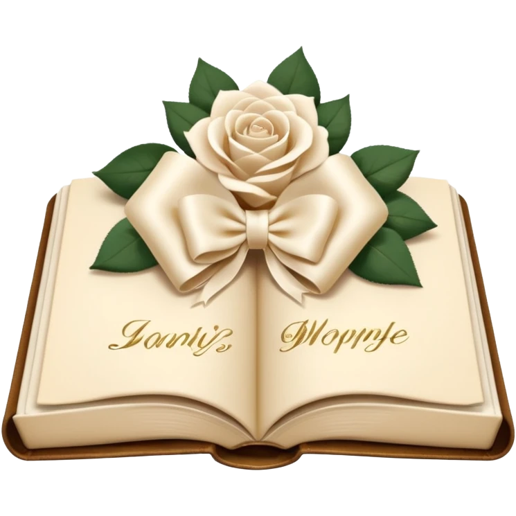 Cream bow + flower + book emoji