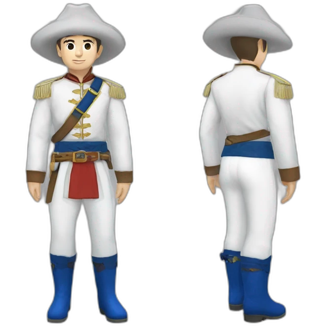 Erlandskian Cossack Color shirt White and pants blue boots emoji
