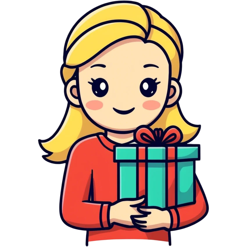Blonde girl giving presents  emoji