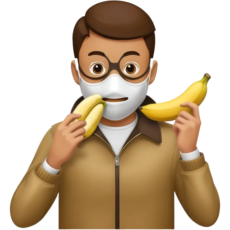 A man stealing out of a bank while eating a banana  emoji