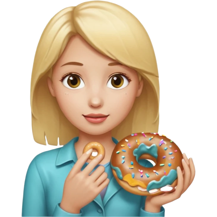 blonde female holding donut emoji