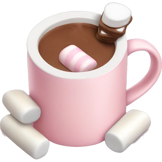 Light Pink mug of hot chocolate with marshmallows  emoji