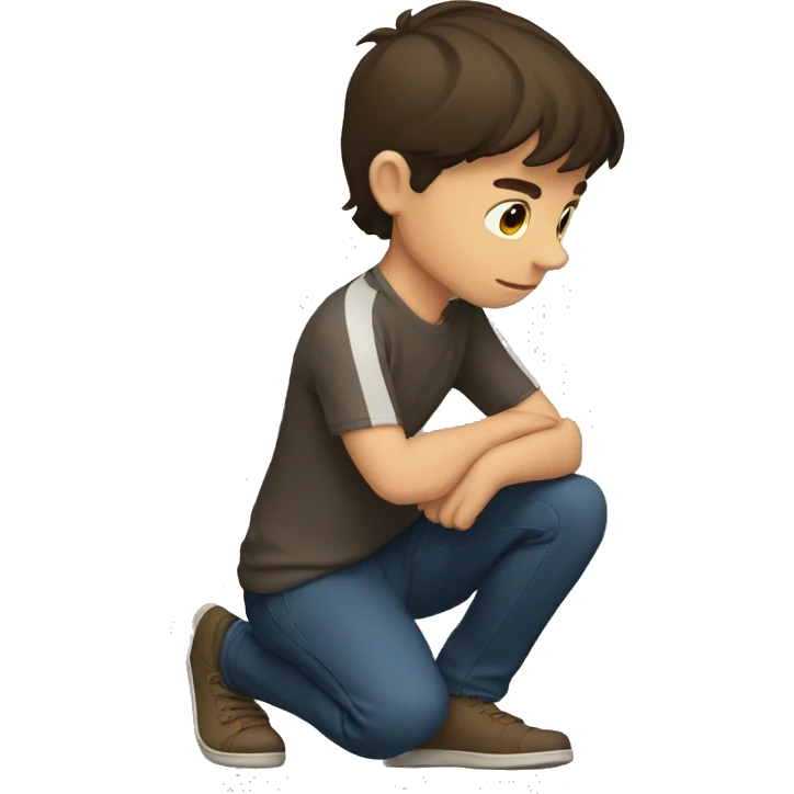 brunette boy kneeling emoji