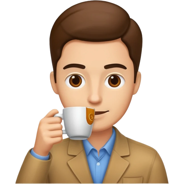The marketer drinks coffee. emoji