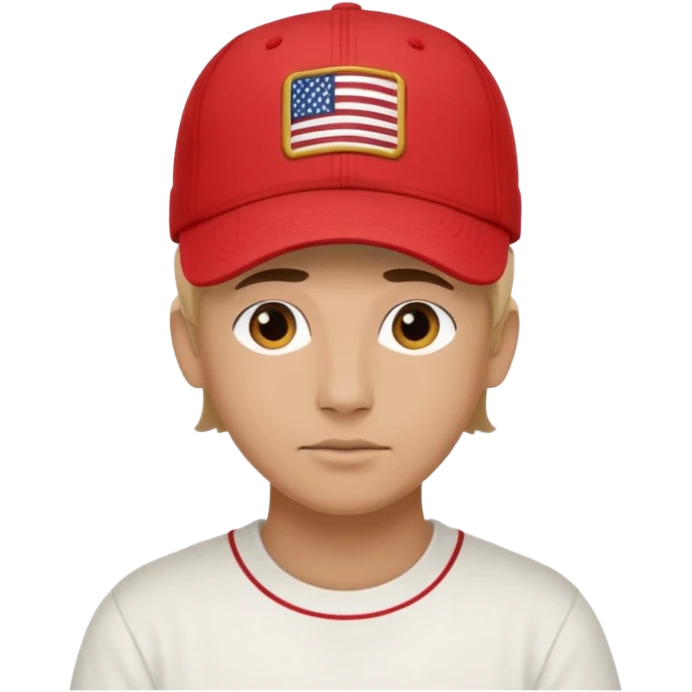 red baseball cap with MAGA on the front emoji