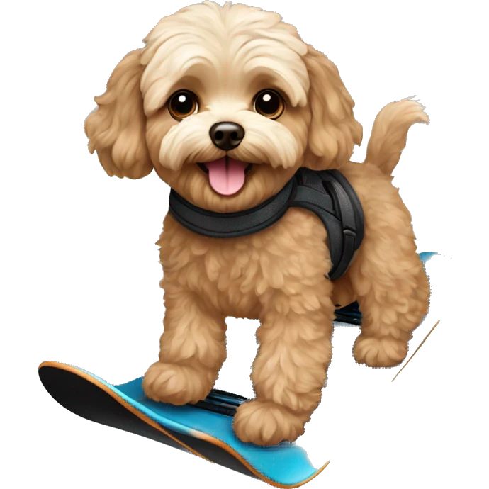 Brown Maltipoo Snowboard emoji