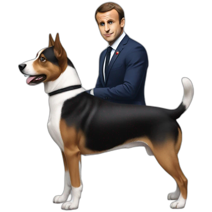 Macron sur un chien emoji