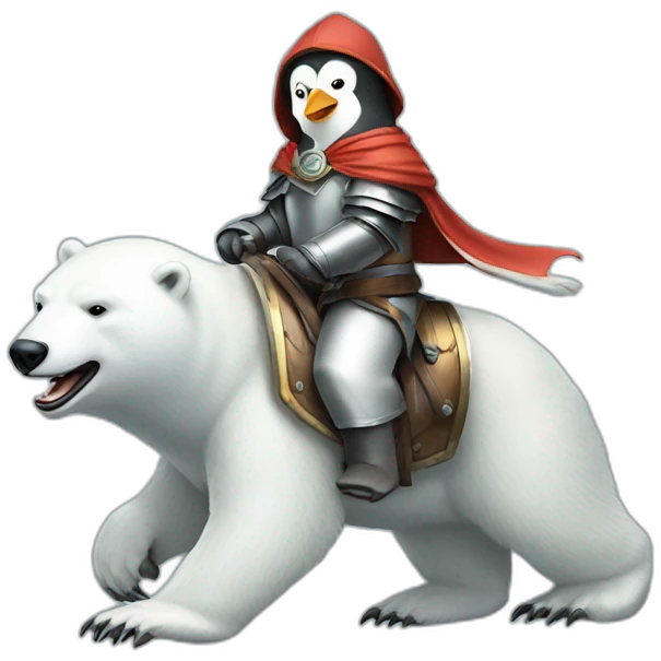 penguin knight riding a polar bear emoji