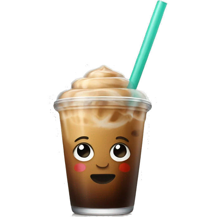 Iced coffee in a glass with straw emoji