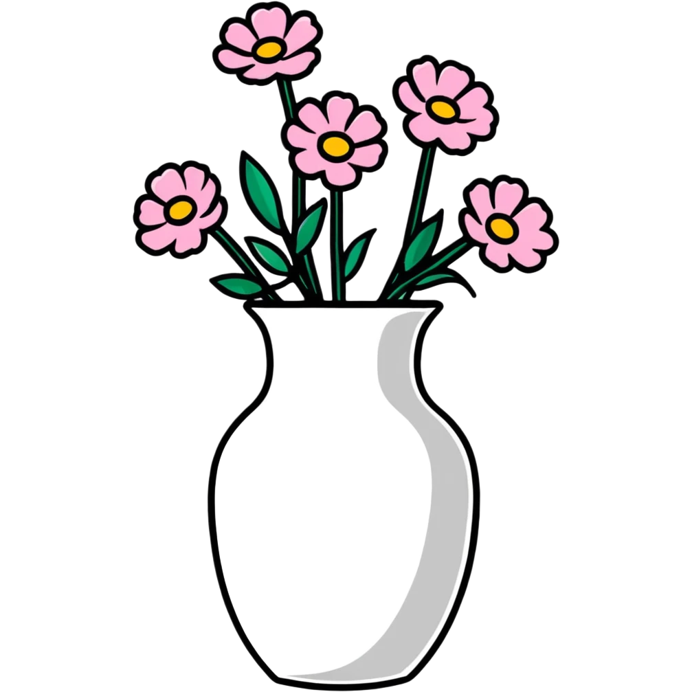 Pink flowers in a white vase emoji