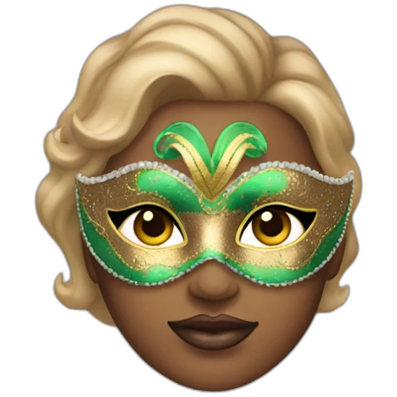 girl mardi gras mask neutral skin emoji