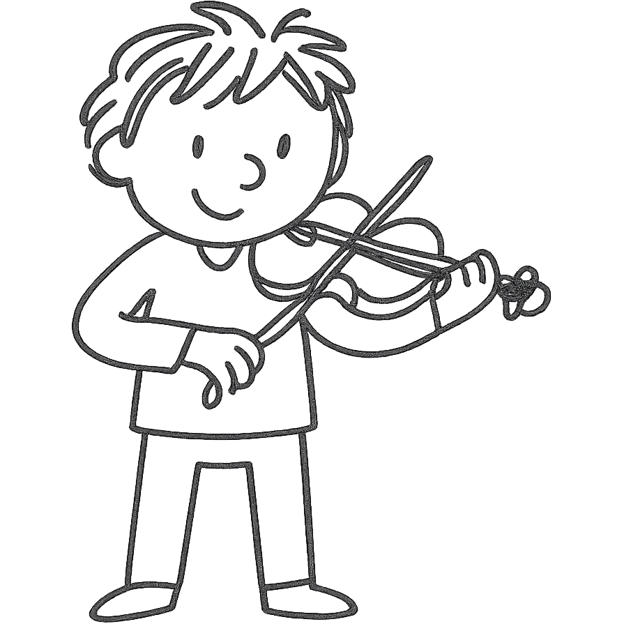 A character playing the violin emoji