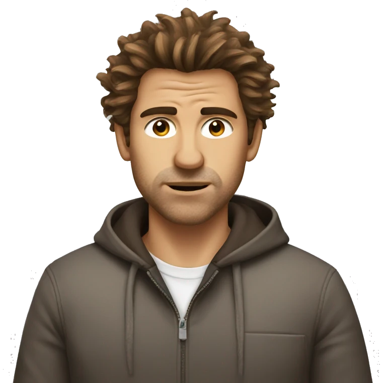 Man with brown messy hair doing the rizz face emoji