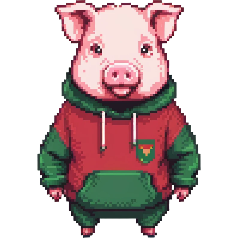 pig with a beard wearing a green sweatshirt emoji