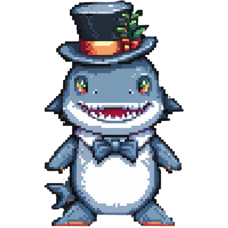shark wearing a top hat emoji