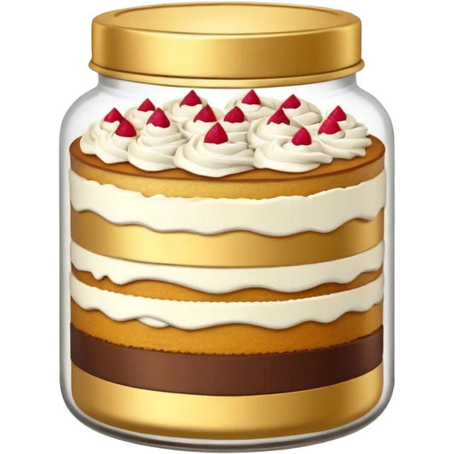 A layered little jar of cake that is gold outline black backround not colored in emoji