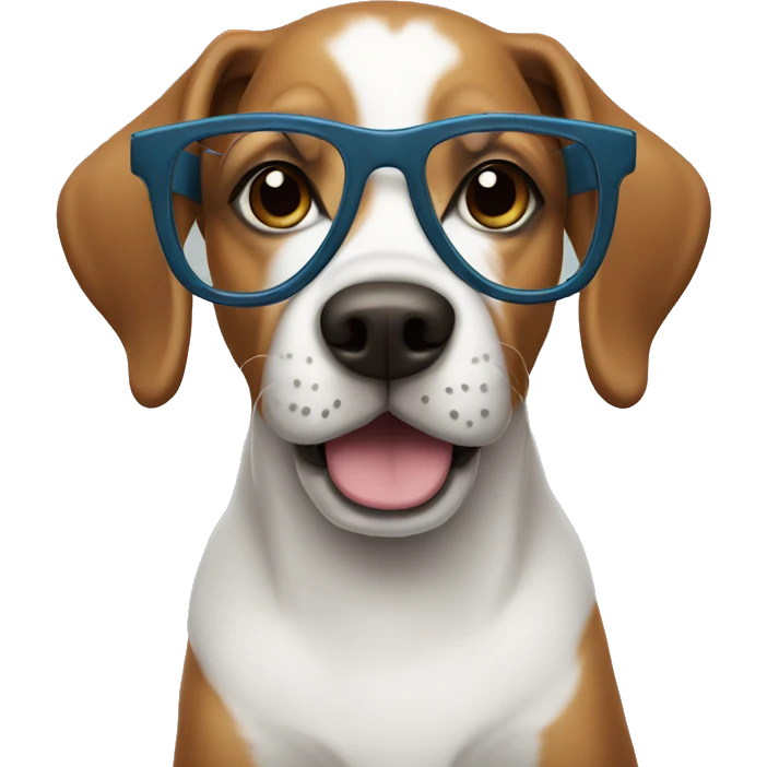 dog wearing nerd glasses emoji