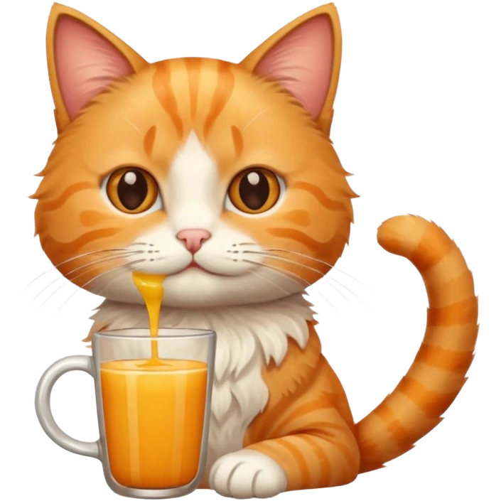 Cat holding cup of mixed orange juice and coffee emoji