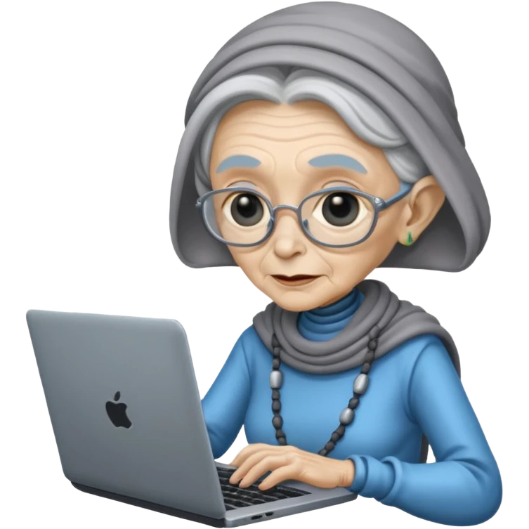 old lady alien with only gaming laptop. emoji