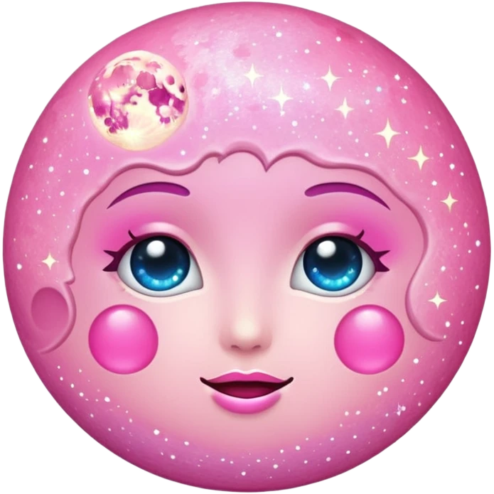 Pink sparkly moon emoji