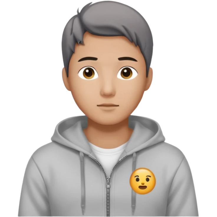 Create a handsome korean men with a white tshirt and a hoddy with ziper emoji