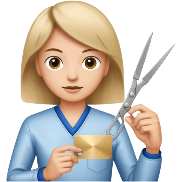 Scissors cutting an ID card in 2 parts.hyper realistic emoji