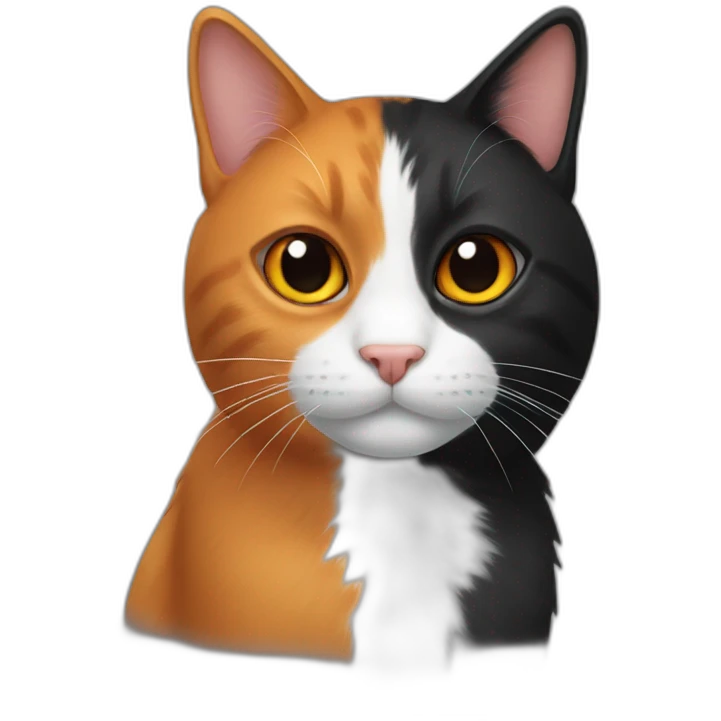 Half black and half orange cat emoji