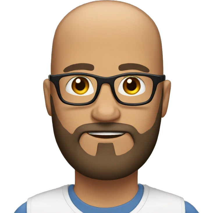 no hair men with brown beard and glasses emoji