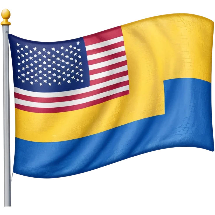 A flag half of it American flag half of it Ukrainian flag emoji
