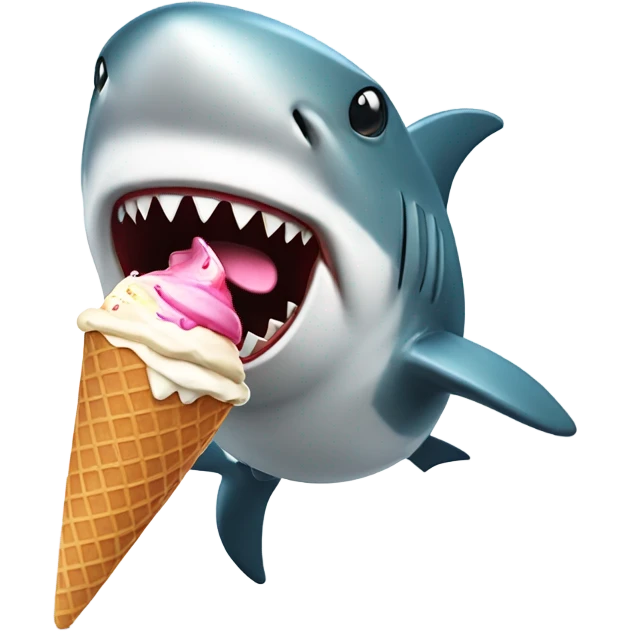 angry shark with ice crea emoji