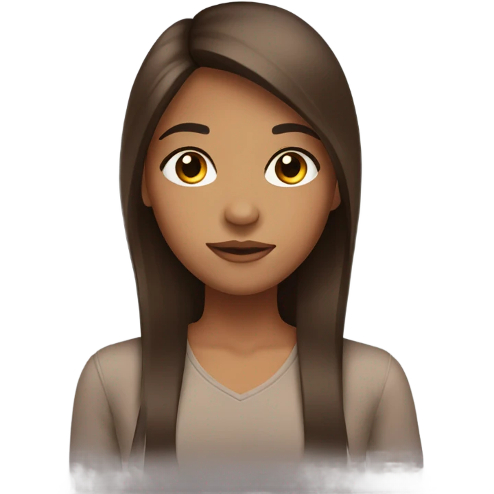 Girl with brown straight hair, Brown eyes and Brown skin  emoji