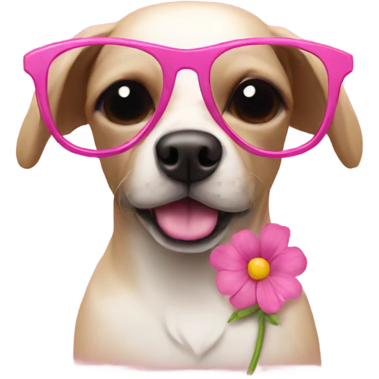 dog with pink flower sunglasses  emoji