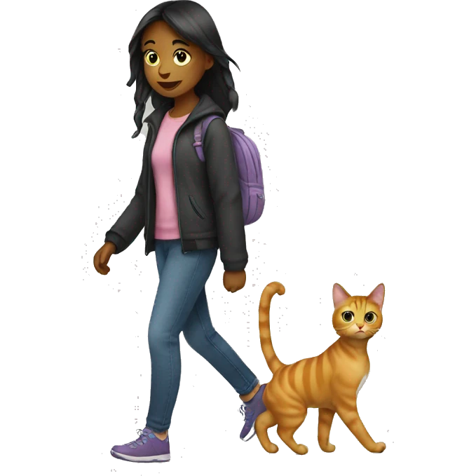 girl walking cat emoji