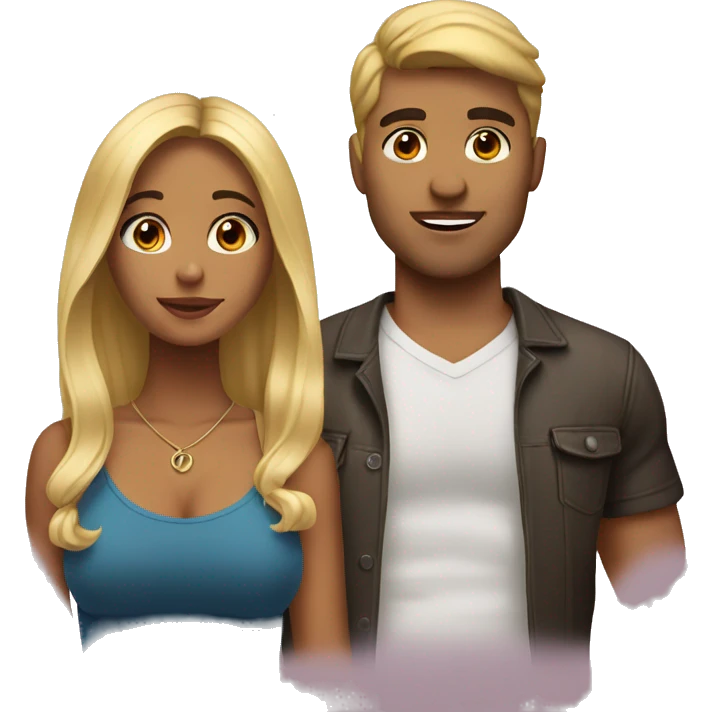 Latina girl with blonde guy emoji