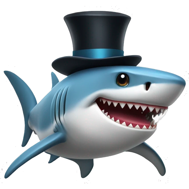 Shark with a top hat emoji