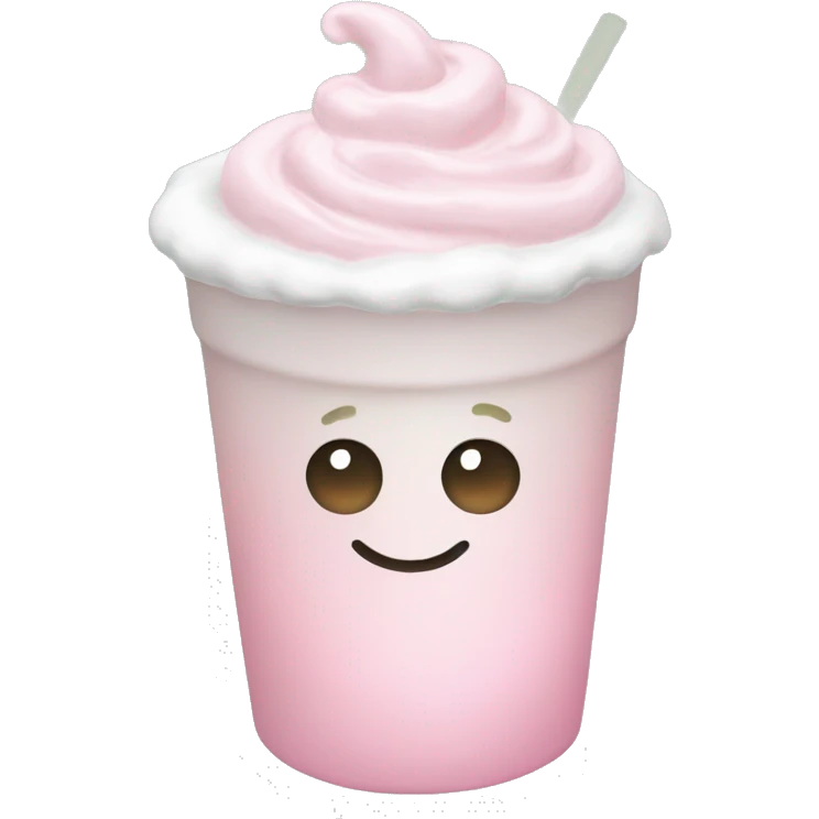 Clear tumblr cup with light pink drink, matcha foam, and whip cream on top emoji