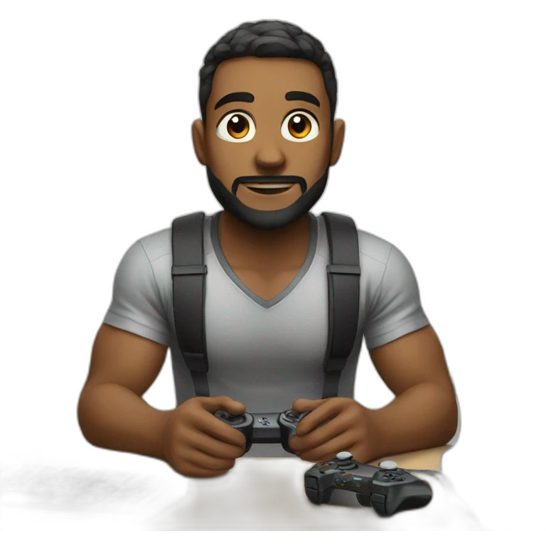 Gamer sitting at his desk emoji