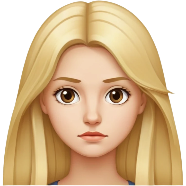 "- Nữ
- 25 tuổi
- Da trắng
- Tóc vàng dài
- Mặt nghiêm túc, mặt vuông" emoji